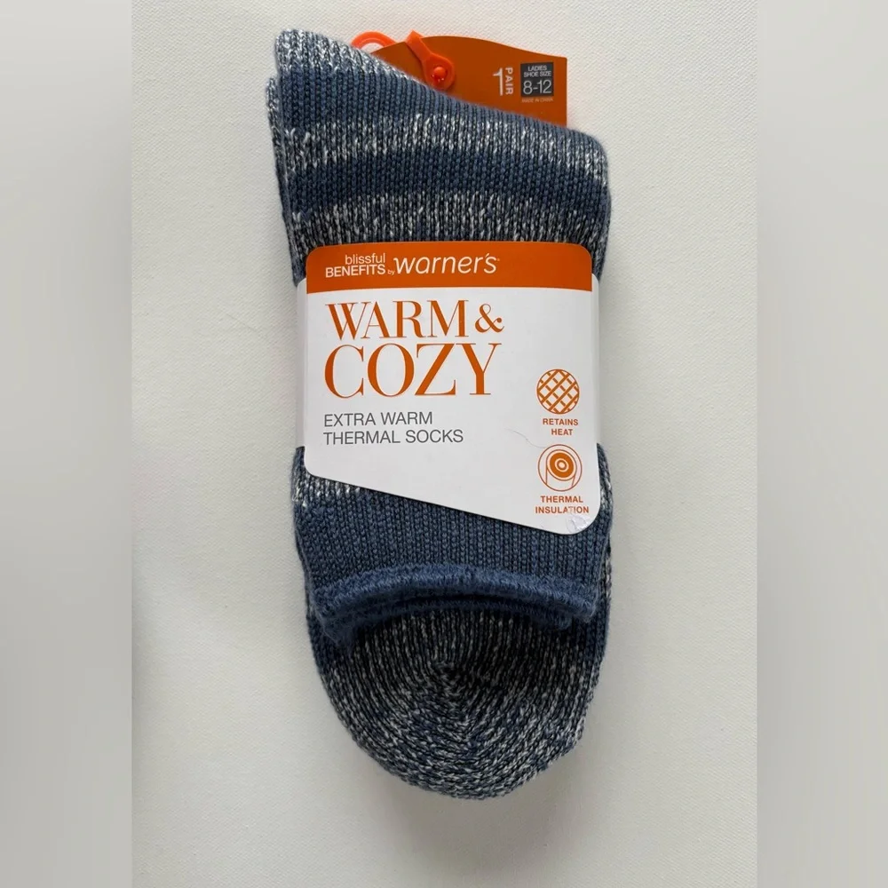NWT 2 Pairs of Women's Warner's Warm & Cozy Extra Warm Thermal Socks Size 8-12